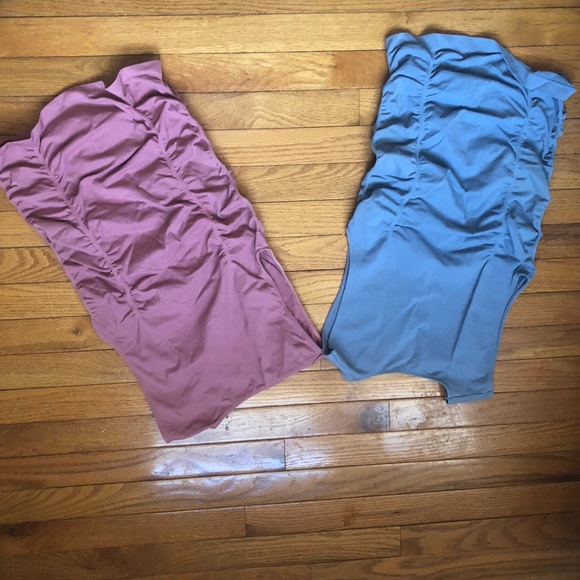 LOT OF 2 Slim-Look Merona Sleeveless Tops Sz M Mauve & Slate Blue Nylon/Spandex - Picture 2 of 9